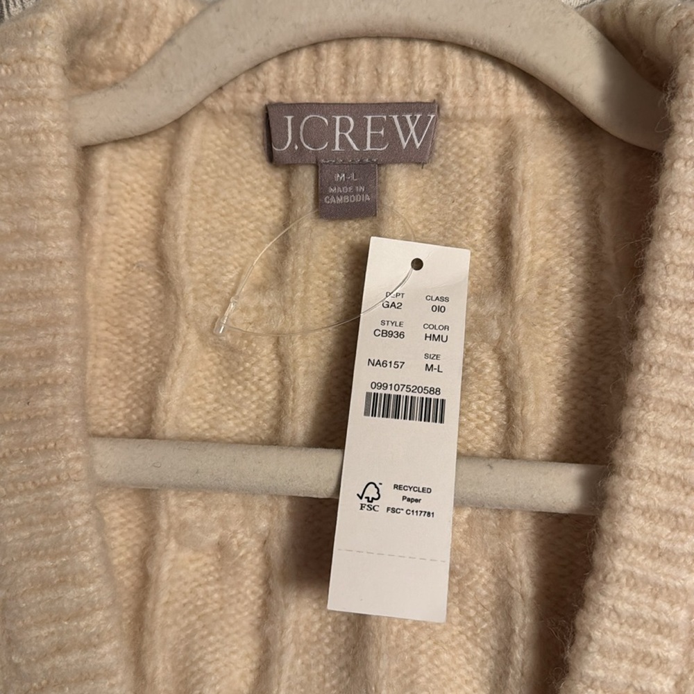 J.Crew Relaxed cable-knit cardigan sweater CB936 size Medium/Large - Picture 9 of 9
